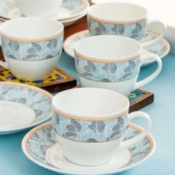 Clay Craft White & Blue Ceramic Tea Set-image-14