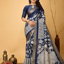 DIVASTRI Ethnic Motifs Zari Art Silk Banarasi Saree-picture-7
