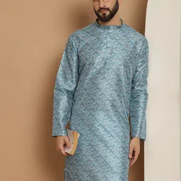 Anouk Men Blue Thread Work Pathani Kurta-image-10