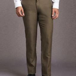 Louis Philippe Brown Slim Fit Texture Trousers-image-36