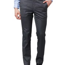 Park Avenue Grey Classic Fit Trousers-image-67