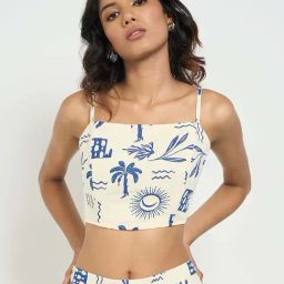People By Pantaloons Egret Slim Fit Printed Crop Top-image-71