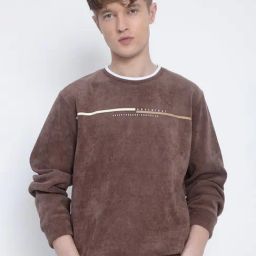 SHOWOFF Brown Slim Fit Solid Sweatshirt-picture-40