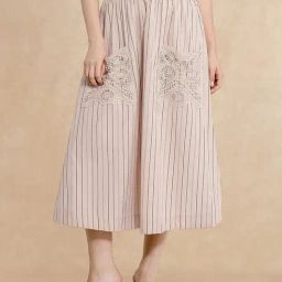 RAREISM Beige Cotton Solid Skirt-image-71
