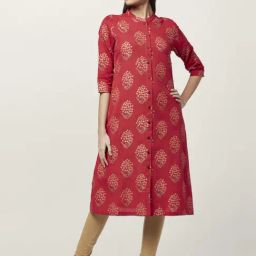 Rangmanch by Pantaloons Red Cotton Printed A Line Kurta-picture-1