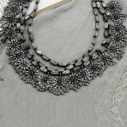 Teejh Ethnic Arunima Floral Silver Oxidized Long Layered Necklaces for Women-image-36