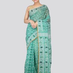 Pinkloom Green Cotton Woven Saree-picture-13