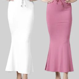 TWIN BIRDS White & Pink Plain Saree Shapewear - Pack Of 2-image-41