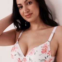 La Vie En Rose White Floral Print Demi Cup Bra-image-94