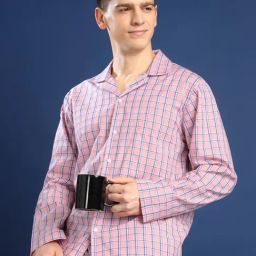 Hancock Peach Cotton Relaxed Fit Checks Sleepwear-picture-28