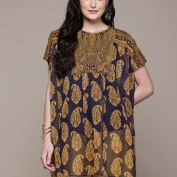 AARKE RITU KUMAR Navy Menakiya Kurti With Camisole-57
