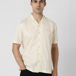 Van Heusen Beige Cotton Slim Fit Printed Shirt-picture-1