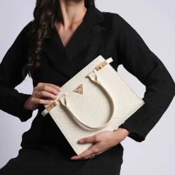 LAVIE Signature Off White Logo Handbag-38