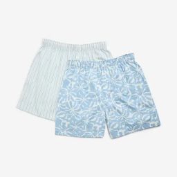WES Lounge by Westside Light Blue Relaxed-Fit Cotton Boxers- Pack of 2-image-79