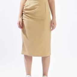 High Star Beige Slim Fit Skirt-image-30