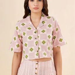 Akkriti by Pantaloons Pink Floral Print Crop Shirt-image-6