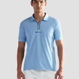 USPA Active Blue Slim Fit Logo Printed Sports Polo-image-50