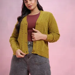DressBerry Curve Women Cable Knit Acrylic Cardigan-image-22