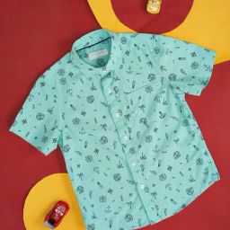 Pantaloons Junior Mint Green Cotton Printed Shirt-image-61