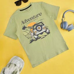 Pantaloons Junior Olive Cotton Printed T-Shirt-image-93