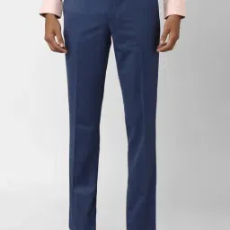 Van Heusen Navy Slim Fit Texture Trousers-image-62