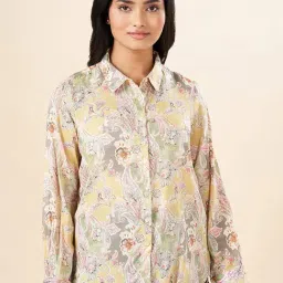 Akkriti by Pantaloons Yellow Floral Print Shirt-image-44