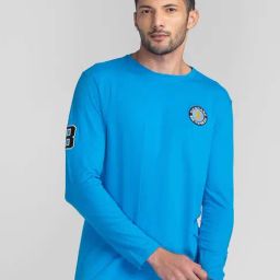Giordano Dresden Blue Slim Fit Logo Print Crew T-Shirt-image-56