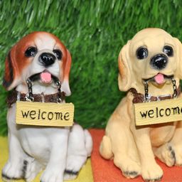 Aura White & Yellow 2 Pieces Labra Curio Showpiece-image-99