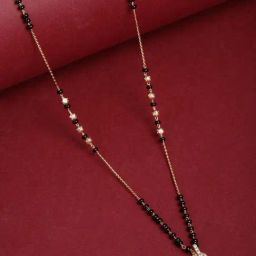 Panash Gold Plated White AD Studded & Black Beaded Mangalsutra-16