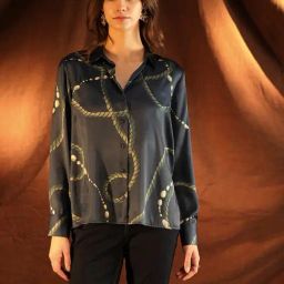 Kazo Blue Printed Long Sleeves Shirt-image-63