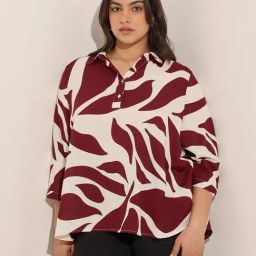 Gia by Westside Burgundy Abstract Print Top-picture-35