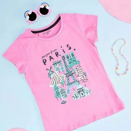 Pantaloons Junior Pink Cotton Printed T-Shirt-image-78
