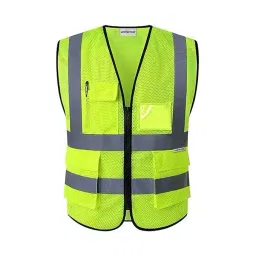 Generic Safety Jacket With Pockets and ZIP Closure Polyester (Pack of 5 Pcs)-32