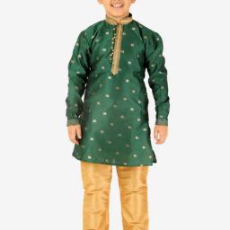 Pro-Ethic Style Developer Kids Green & Beige Printed Full Sleeves Kurta with Pyjamas-46