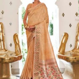 Saree Mall Beige Printed Saree With Unstitched Blouse-image-44