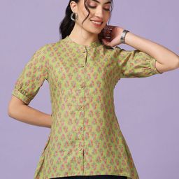 Moda Rapido Floral Print Mandarin Collar Top-picture-25