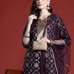 Anouk Ethnic Motifs Print Kurta with Salwar & Dupatta-picture-9