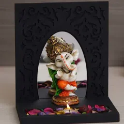 eCraftIndia Multicolor Polyresin Baal Ganesha Dancing Showpiece with Fragnanced Petals and Tealight-image-74