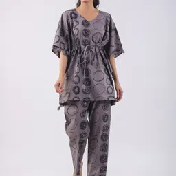 JISORA Printed Pure Cotton V-Neck Top With Trousers Co-Ords-picture-11