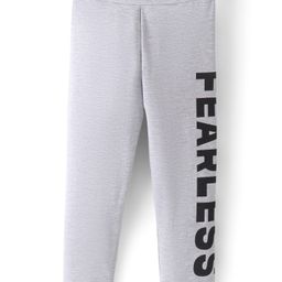 Pine Kids Cotton Stretchable Solid Full Length Leggings Text Printed - Grey-image-29