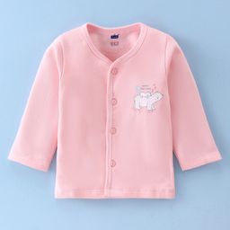 Simply Cotton Fleece Knit Full Sleeves Front Open Vests Bear Print - Light Pink-picture-13