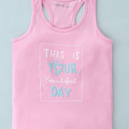 Doreme Single Jersey Knit Sleeveless Racerback T-Shirt Text Print - Pink-picture-17