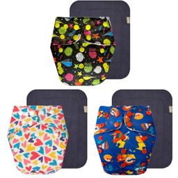 Dumbledo Premium Cloth Diaper with Leak-Proof, Absorbent 6-layer Black Insert - Dryfeel with Comfortable Fit for 3 Months to 3 Years, Pack of 3-8
