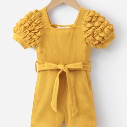 Mark & Mia Half Sleeves Ribbed Jumpsuit - Yellow-image-71