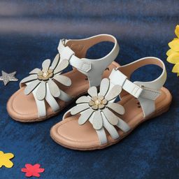 boyz n galz Shimmer Flower Applique Detailed & Rhinestone Embellished Sandals - White-image-93