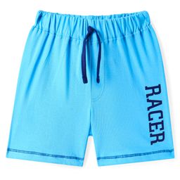 Babyhug Cotton Knit Text Printed Shorts - Light Blue-image-78