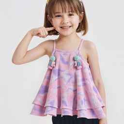 Little Kangaroos Cotton Knit Sleeveless Printed Party Top - Pink-picture-33