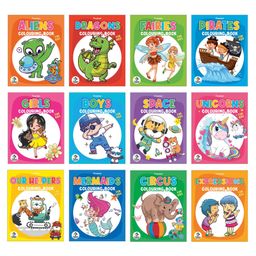 Colouring Books for Kids, Space, Pirates, Unicorns, Mermaids & more, Set of 12 Books - English-20