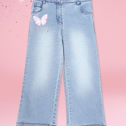 Cutecumber Denim Butterfly Patch Detailed Washed Jeans - Blue-image-87