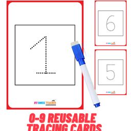 My House Teacher Number Tracing 0-9 Tracing Reusable Flashcards Write and Wipe - Spiral Bound image 2